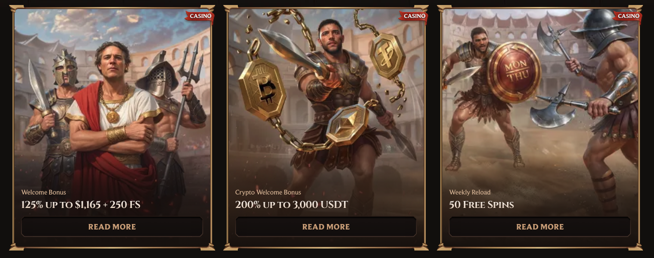 Welcome, crypto and weekly reload promo cards
