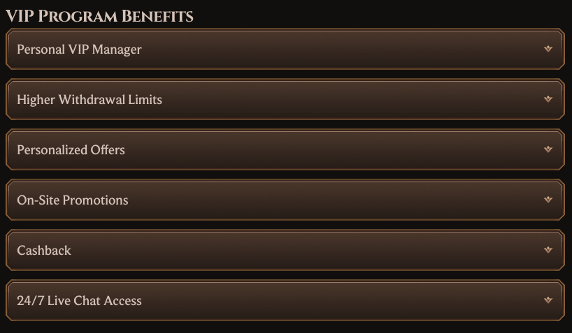 Liste des avantages VIP
