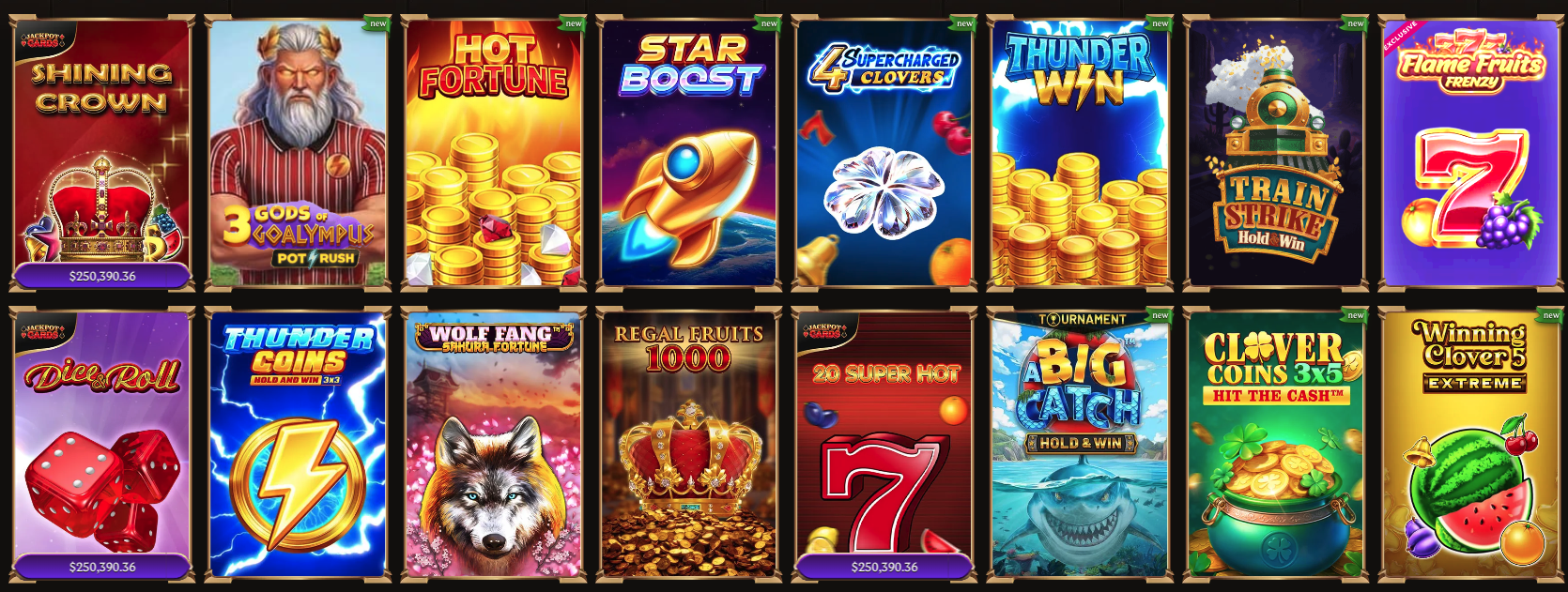Casino games grid